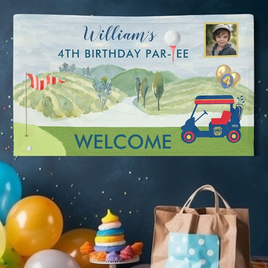 Boy Golf Theme 4th Birthday Party Banner