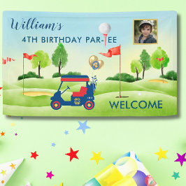 Boy Golf Theme 4th Birthday Party Banner