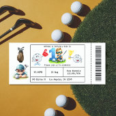 Boy Golf Ticket Style 1st Verjaardag Party Kaart