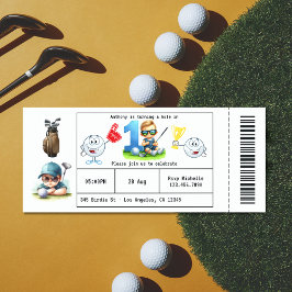Boy Golf Ticket Style 1st Verjaardag Party Kaart