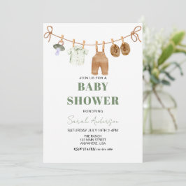 Boy Green Boho Babykleding Baby shower Kaart