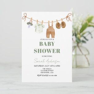 Boy Green Boho Babykleding Baby shower Kaart