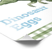 Boy Green Dinosaur 1st Birthday Party Sign Foto Afdruk (Hoek)