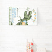 Boy Green Dinosaur 1st Birthday Welkom Banner (Insitu)