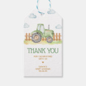 Boy Green Tractor Boerderij Verjaardagsfeest Favor Cadeaulabel (Voorkant)