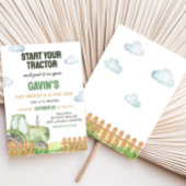 Boy Green Tractor Verjaardagsfeestje Kaart