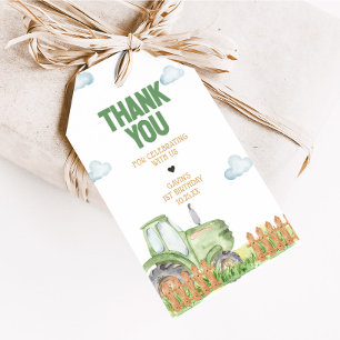 Boy Green Tractor Verjaardagsfeestje Voorkeur Tags Cadeaulabel