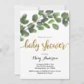 Boy Greenery Baby shower Invitation Kaart (Voorkant)