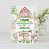 Boy Greenery Lamb eerste verjaardag uitnodiging (Staand voorkant)