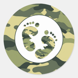 BOY Groene camo baby voeten gunst stickers
