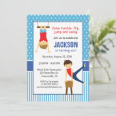 Boy Gymnastic Birthday Party Invitation Kaart (Staand voorkant)
