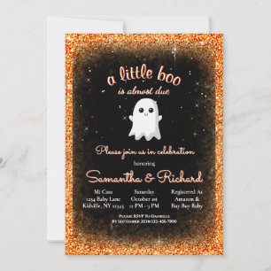 Boy Halloween Cute Ghost Little Boo Baby shower Kaart