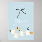 Boy Halloween Ghost and Black Bow Baby Shower Poster (Voorkant)