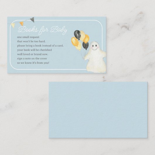 Boy Halloween Ghost Baby Shower Book Request Informatiekaartje (Voorkant / Achterkant)