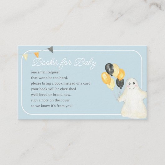 Boy Halloween Ghost Baby Shower Book Request Informatiekaartje (Voorkant)