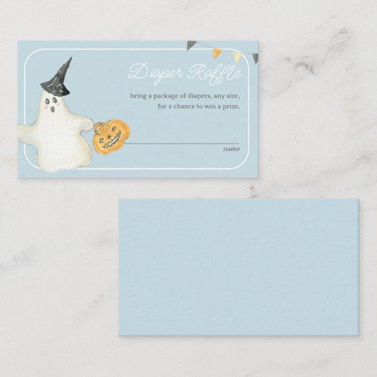 Boy Halloween Ghost Baby Shower Diaper Raffle Informatiekaartje (Voorkant / Achterkant)
