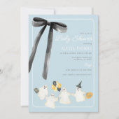 Boy Halloween Ghost en Black Bow Baby shower Kaart (Voorkant)
