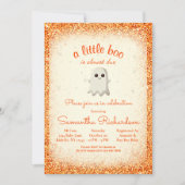 Boy Halloween Ghost Little Boo Baby shower Oranje Kaart (Voorkant)