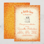 Boy Halloween Ghost Little Boo Baby shower Oranje Kaart (Voorkant / Achterkant)