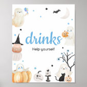 Boy Halloween Little Boo Baby shower Drinken Poster (Voorkant)