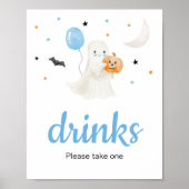 Boy Halloween Little Boo Baby shower Drinken Poster (Voorkant)