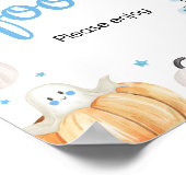 Boy Halloween Little Boo Baby shower Eten Poster (Hoek)
