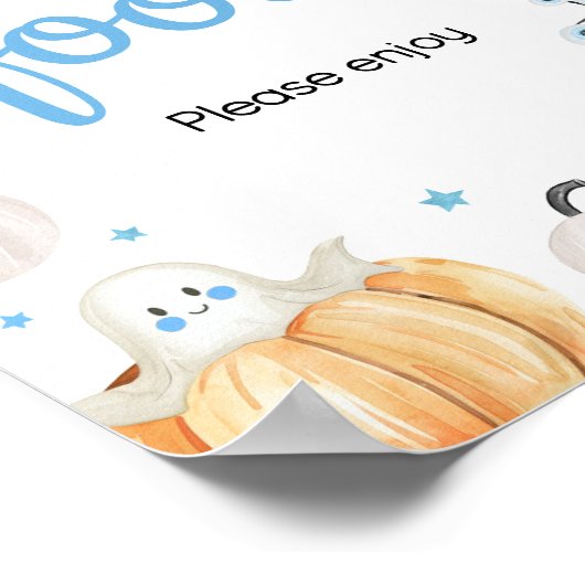 Boy Halloween Little Boo Baby shower Eten Poster (Hoek)