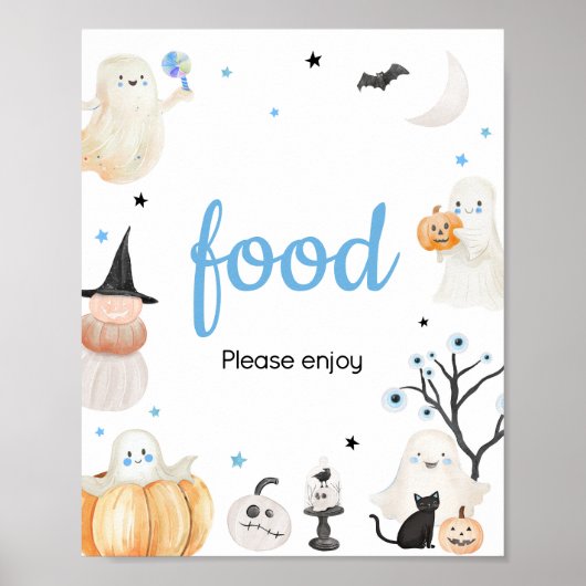 Boy Halloween Little Boo Baby shower Eten Poster (Voorkant)