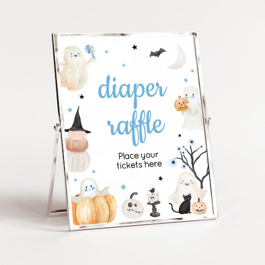 Boy Halloween Little Boo Baby shower Luier Raffle Poster