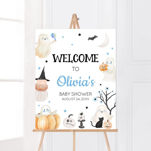 Boy Halloween Little Boo Baby shower Welkom Poster