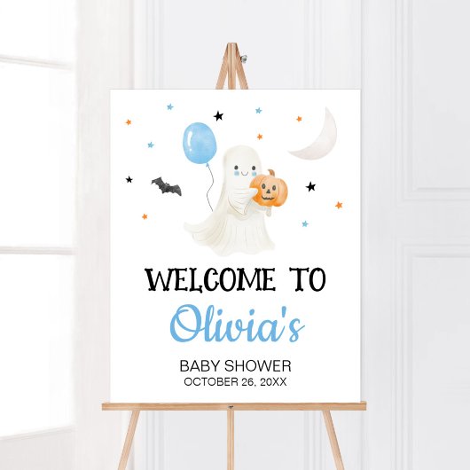Boy Halloween Little Boo Baby shower Welkom Poster