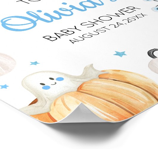 Boy Halloween Little Boo Baby shower Welkom Poster (Hoek)