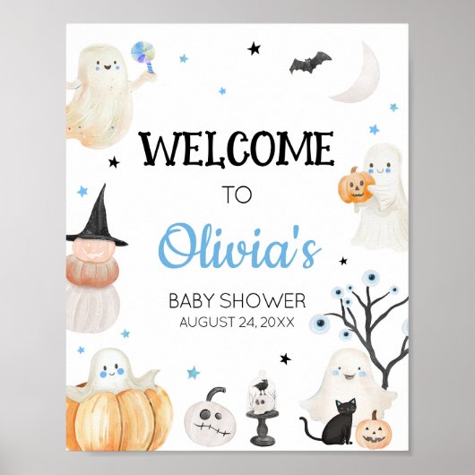 Boy Halloween Little Boo Baby shower Welkom Poster (Voorkant)