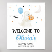 Boy Halloween Little Boo Baby shower Welkom Poster (Voorkant)