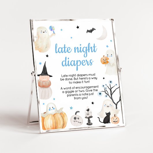 Boy Halloween Little Boo Late Night Luiers Poster