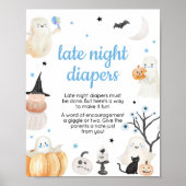 Boy Halloween Little Boo Late Night Luiers Poster (Voorkant)