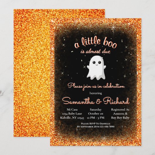 Boy Halloween Schattige Ghost Little Boo Baby show Kaart (Voorkant / Achterkant)