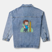 Boy hand schrijven potlood denim jacket (Achterkant)