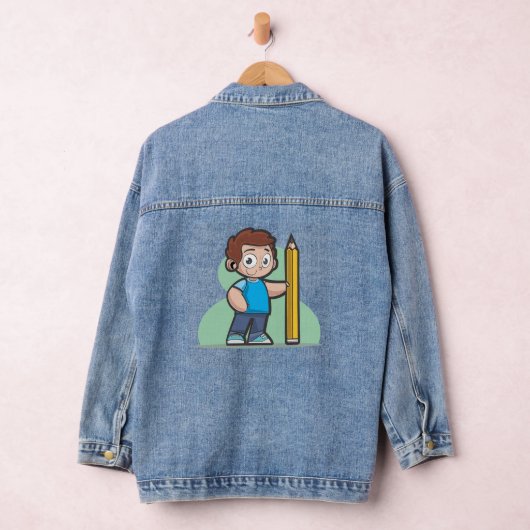 Boy hand schrijven potlood denim jacket (Hangar)