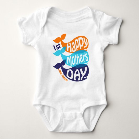 Boy Happy First Moederdag Bodysuit Whale Shirt (Voorkant)