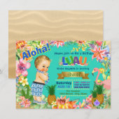 Boy Hawaiian Luau Verjaardagsfeest Kaart (Voorkant / Achterkant)