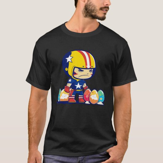 Boy Helmet Easter Eggs Football Easter T-shirt (Voorkant)