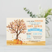 Boy Herfst Baby shower Invitation Kaart Trees Leav (Staand voorkant)
