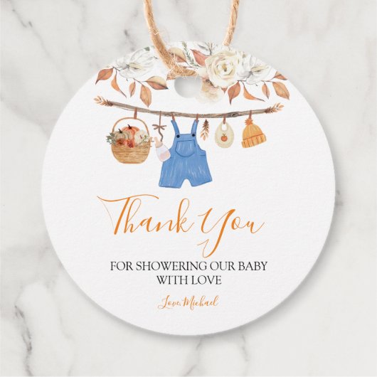 Boy Herfst Kleding Pompoen Herfst Baby shower Bedankjes Labels (Achterkant)