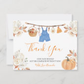 Boy Herfst Kleding Pompoen Herfst Baby shower Bedankkaart (Voorkant)