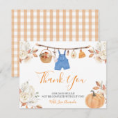 Boy Herfst Kleding Pompoen Herfst Baby shower Bedankkaart (Voorkant / Achterkant)