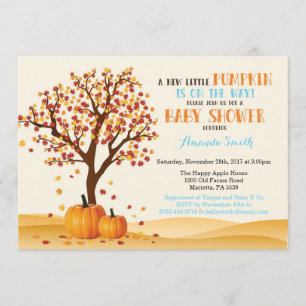 Boy Herfst Pompoen Baby shower Uitnodiging Kaart