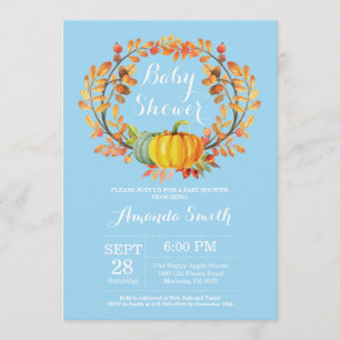 Boy Herfst Pompoen Baby shower Uitnodiging Kaart