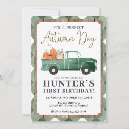 Boy Herfst Verjaardagsuitnodiging, HERFST Eerste V Aankondiging