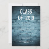 Boy High School Graduation Party 2019 Rustiek Blau Kaart (Voorkant)